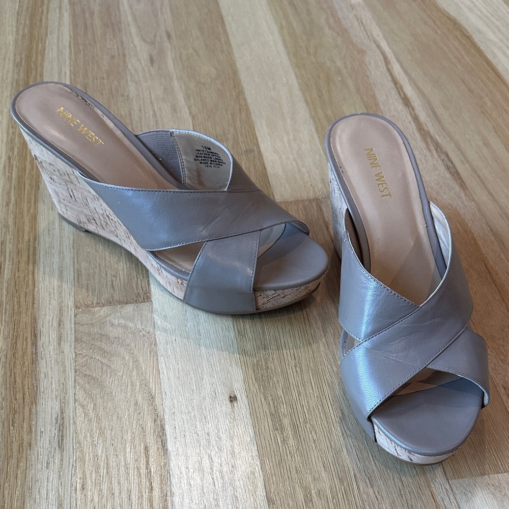 Nine West Brown 4” Wedge Sandals
